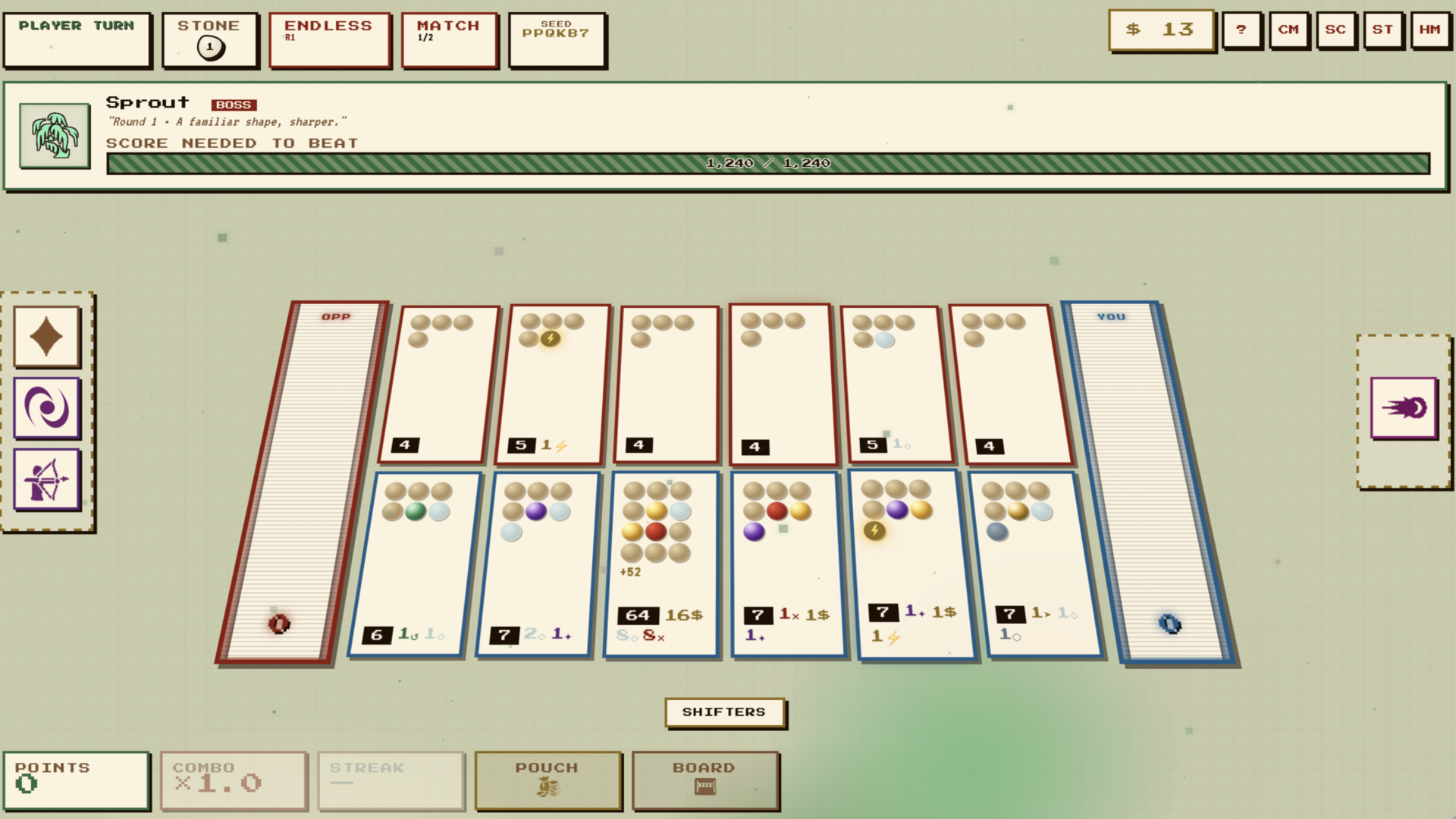 Mancalero Endless mode board